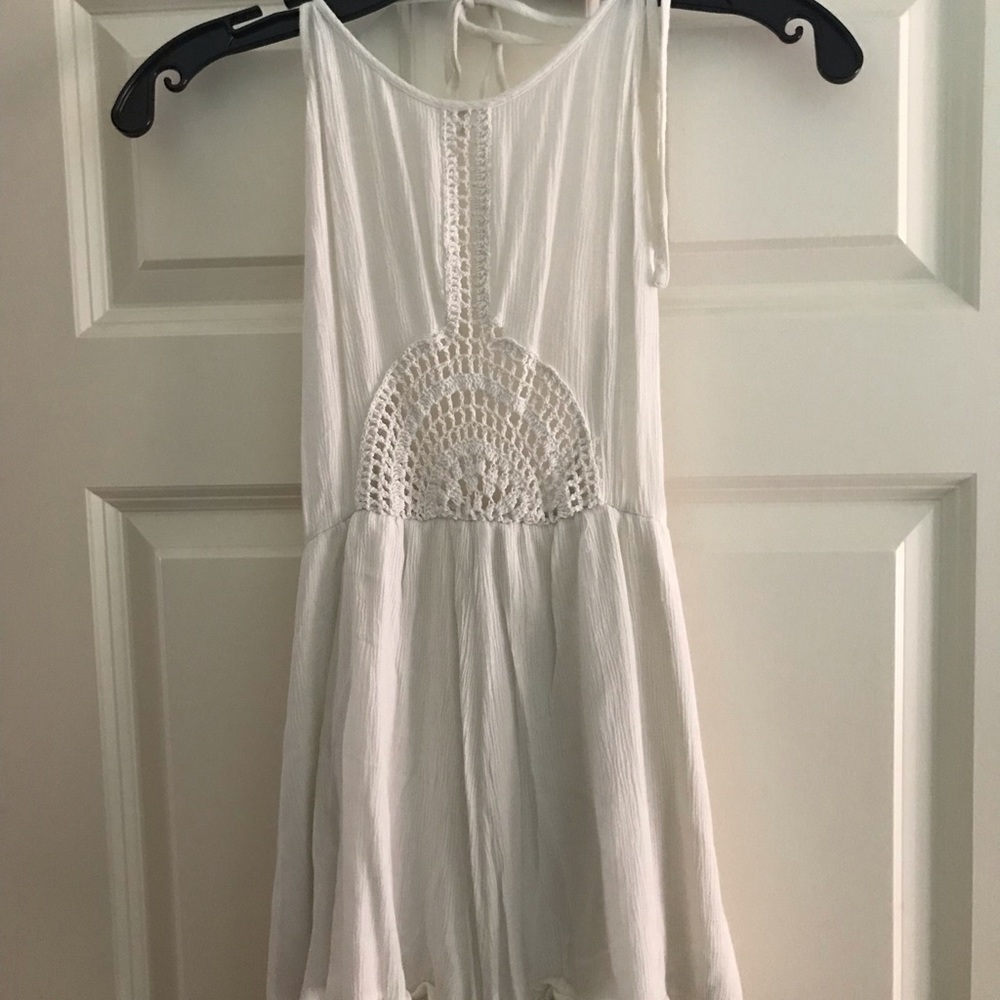 White Crochet Romper